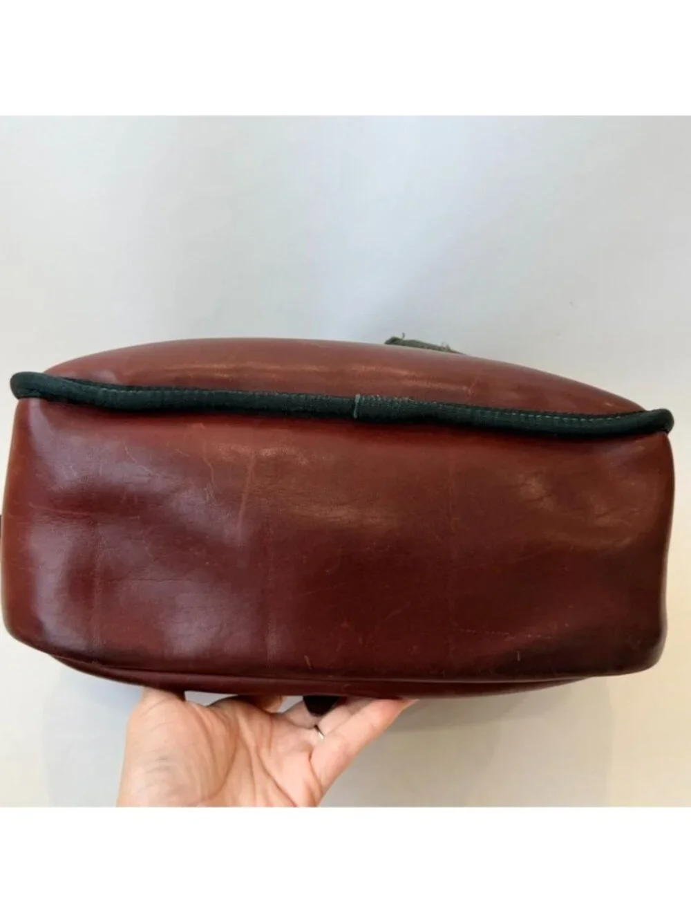 Orvis Vintage Leather Canvas Messenger Bag Green Brown Crossbody Satchel